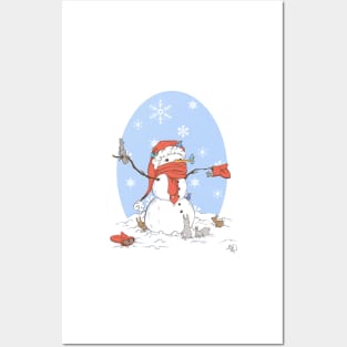 Snowman's Furry Friends Card Posters and Art